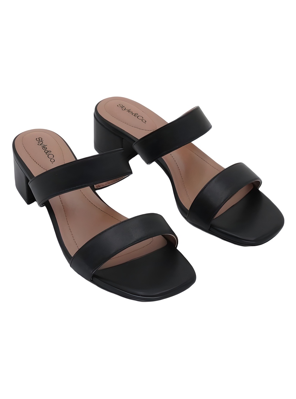 Style & Co Womens Victoriaa Black 2" Block Heel Slip-On Dress Sandals Size 7M